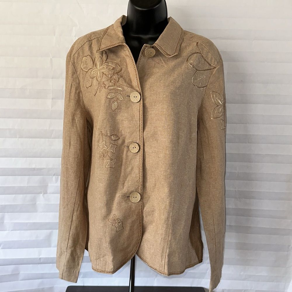 Requirements Tan Button Down Jacket Size XL Lightweight Casual Coat
